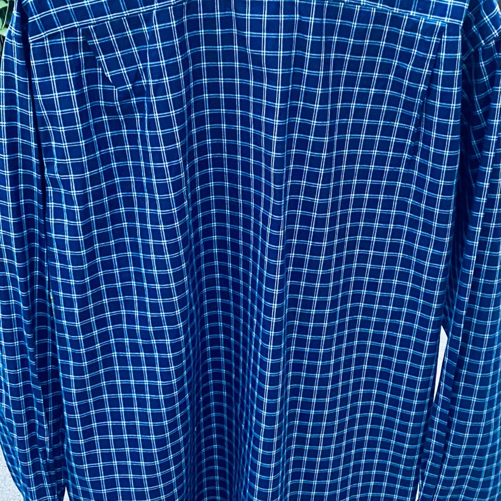 LACOSTE MENS LONG SLEEVE BUTTON DOWN SHIRT SZ45/XXL NAVY BLUE/WHITE SMALL CHECKS - Picture 7 of 10